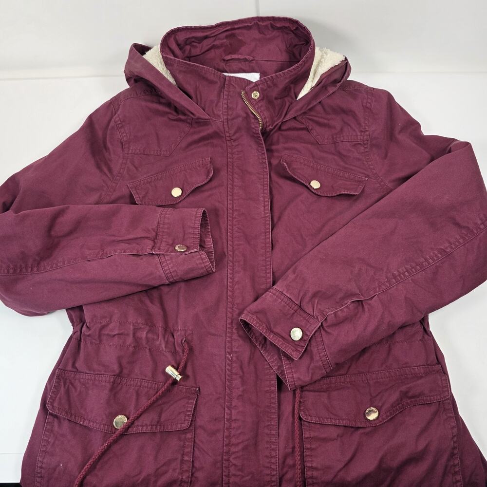 Marezzi Couture Women’s Medium Sherpa-Lined Maroon Chore Jacket coat - Picture 4 of 13